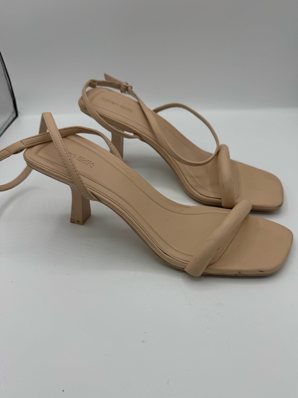 Open Edit Taytum Ankle Strap Heel Sandals Women's Nude Size 10